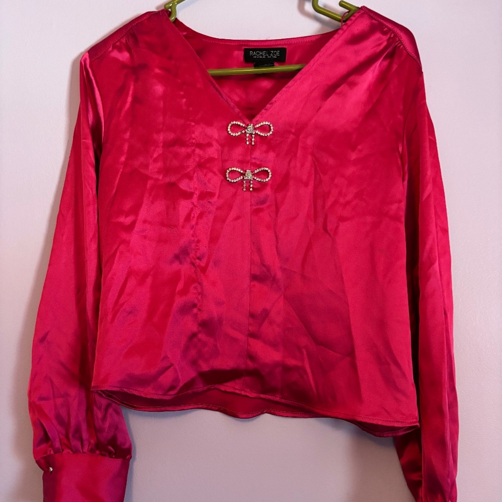 Juniors hot pink Rachel Zoe silk top